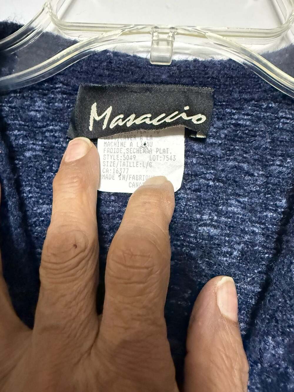 Maraccio Vintage 90s Blue Pattern Cardigan Sweater Size L - Picture 3 of 5